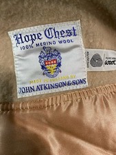 Vintage John Atkinson & Sons Hope Chest Merino Wool Blanket 88x65”Camel England picture
