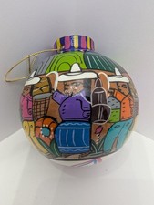 Vintage Hand Painted Mexican Clay Ornament Signed Xitidoro Mex Folk Art Village picture