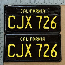 1963 California license plate pair CJX 726 YOM DMV HIGH QUALITY RESTORED 24269 picture