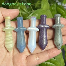 5pcs Natural Mixed Sword carved Quartz Crystal Skull Knife pendant healing 2