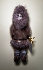 Vintage Nora Kuzuguk Carved Reindeer Horn Doll Alaska Inupiat Shishmaref Eskimo picture