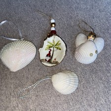 Set of Four Beach Themed Shell Ornaments Beach Theme Decor picture
