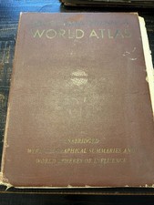 Encyclopedia Britanica World Atlas 1947 Vintage Post WWII World Maps HC picture