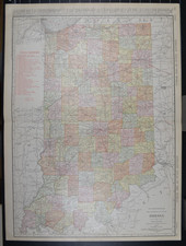 INDIANA - 1912 - RAND-McNALLY NEW COMMERCIAL ATLAS - SHOWS RAILROADS picture