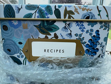 Rifle Paper Co. Floral Tin Recipe Box w/ 12 Dividers & 24 Cards, Gold picture