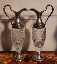 Vintage Italian Wine Decatur Crystal and Silver Plated Decanter No Stopper picture