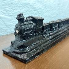 Vtg Hand Crafted From Coal Train Locomotive Sculpture 19” Mining Railroad Decor picture