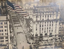 WWI Photo Victory Homecoming Parade 1919 5th Ave Hand Colored Flag NY City Vtg picture