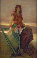 Ernest Habert, The Harpist 1859 *Art Postcard NEW picture