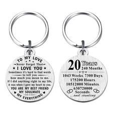 20th Wedding Anniversary Keychain Gifts Steel Engraved 20 Year Anniversary De... picture