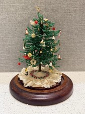 Vintage Westrim Beaded Christmas Tree Ornaments Wood Base No Glass Dome 6