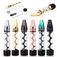 New Design Smoking Mini Twisty Glass Blunt Metal Tip W/ Cleaning Brush USA picture