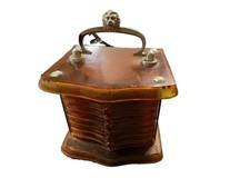 Vintage MCM Amber Resin Coaster Holder Caddy Lion Head Handle Retro 1070s Decor picture