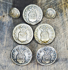 Lot of 7 Vintage USAF Officer Uniform Buttons Scovill Shields L&R Metal picture