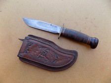 Old Vintage Marbles Ideal Knife with Rare Frontier Forge Locking Sheath picture
