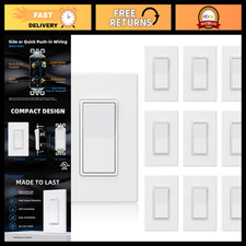 ELEGRP Matte White 3 Way Decorative Light Switch with Plate, 15 Amp, 120-277 Vol picture