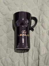 Lexus Tall Ceramic Travel Mug Rare Dealership Promo Cup Black Glossy 18oz picture
