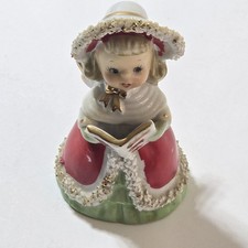 Vtg 1960s Lefton Christmas Angel/Caroler Bell w/Song Book. Spaghetti Trim picture