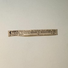 Henry B. Williams & Co. Yellow Corn 1860 Boston Ad 5AK9-S54 picture