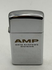 Vintage 1982 AMP Data Systems Advertising HP Chrome Slim Zippo Lighter NEW picture