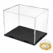 HAPYMSLA Acrylic Display Clear Case 8x4x4inch, With Black Base picture