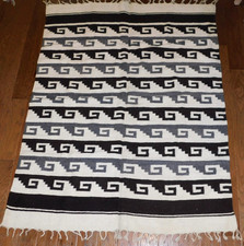 RARE Mexican Hand Weaving Wool Rug Staircase Hand-Woven MCM Zapotec 75