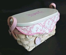 Longaberger 2005 Horizon of Hope Pink White Basket Lid Liners Tie-On SET picture