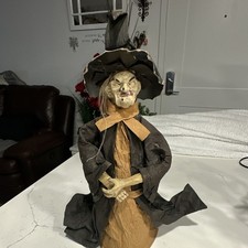 Vintage 1970s Crepe Paper Witch Figurine Halloween Paper Mache Folk Art picture