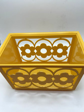 Vintage Yellow 70s Mod Flower Power Daisy Plastic Napkin Holder MCM Retro Kitsch picture
