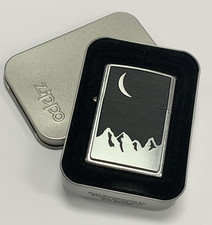 Rare Vintage Unstruck Zippo Lighter 2000 Marlboro Moon Over Mountains 3D Emblem picture
