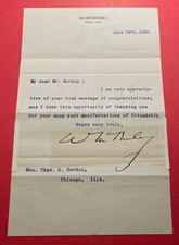 WILLIAM McKINLEY 1896 SIGNED TYPED NOTE REPUBLICAN NOMINATION JSA LOA COA ✍️ picture