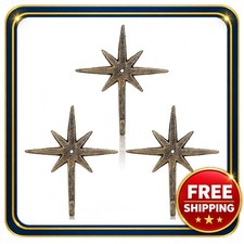 cast iron wall hooks 8 pointed starburst vintage gold 3 pack picture