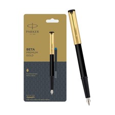 Parker Beta Premium Gold Trim Fountain Pen with 1 Ink Cartridge Ink Color - Blue picture