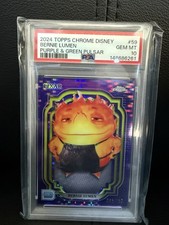 2024 Topps Chrome Disney Bernie Lumen Purple and Green Pulsar #/150 PSA 10 picture