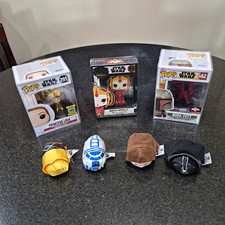 Star Wars Lot 3 Funko Pop And 4 Tsum Tsum Leia Amidala Fett C3PO R2D2 Obi Vader picture