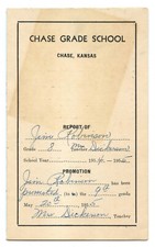 Chase Grade School Chase Kansas Vintage 1954-1955 8th Grade Report Card picture