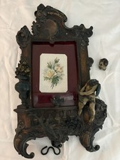 Antique Desk Top Mirror/Frame Unique, Les Antiques , VTG, RARE, Heavy Putti. picture