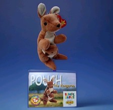 Vintage TY Beanie Baby Pouch the Kangaroo & BBOC Card New w/Tags Born 11/06/96 picture