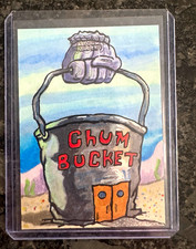 Topps 2025 Chrome SpongeBob 25th Anniversary 1/1 Chum Bucket Sketch Auto picture