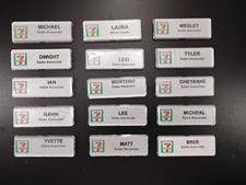 Lot of 15 Vintage 7-Eleven Employee Name Badges Magnetic Backing Store Staff... picture
