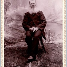 c1880s White Beard Old Balding Man Elder Specs Cabinet Card Pierce Little Gem B5 picture