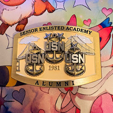USN Senior Enlisted Academy Alumni Khaki Group Belt Buckle Navy Chief CPO picture