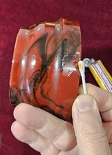 Vintage Bakelite, Catalin Trophy Base, Red & Black Swirl 434g (Spiderman) Color) picture