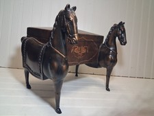 RARE VINTAGE HILDA FLACK HORSE CHEST BOX SWAN EQUESTRIAN BAROQUE DECOR Mint 11lb picture