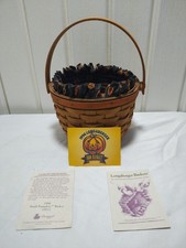 Vtg Longaberger Vintage 1996 Halloween Pumpkin Basket w/Liner Swing Handle picture