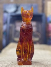 RARE ANCIENT EGYPTIAN ANTIQUE Statue Goddess Bastet Cat for Amber Stone Egypt BC picture