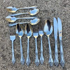 Imperial Intl Stainless Floral Baroque Steel Flatware Korea 12 Pieces picture