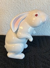 Fitz and Floyd Hand Painted Ceramic White Rabbit Figurine with Red Eyes 1975 picture