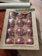 Beautiful Vintage Christmas Original Box Shiny Brite Pink Ornament Lot ~ Pink picture