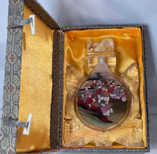 Chinese Inside Painted Heavy Cut Glass Snuff Bottle 2-Sided 6.75